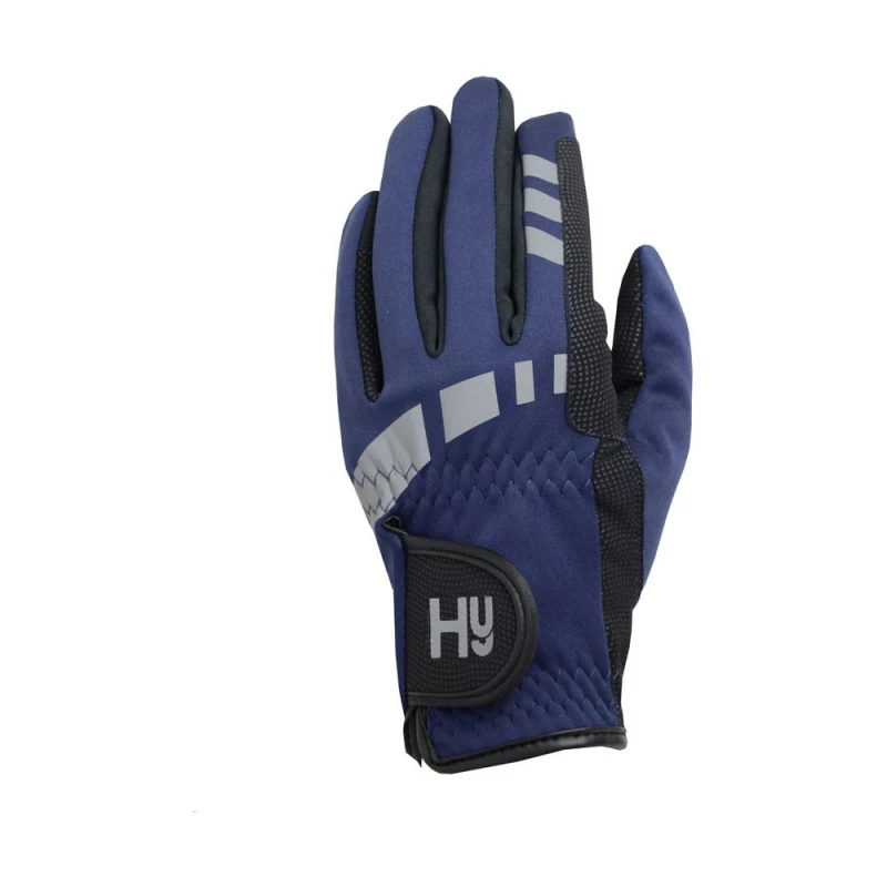 Image of Hy5 Mens Extreme Reflective Softshell Riding Gloves in Navy Size: XS Navy Male XS