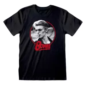 Image of David Bowie Unisex Adult Smoking T-Shirt (M) (Black)
