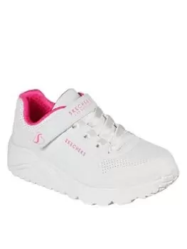 Image of Skechers Girls Uno Lite Embossed Trainer, White, Size 2 Older