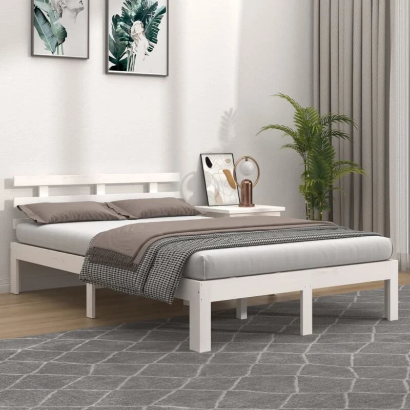 Image of VIDAXL Bed Frame without Mattress White Solid Wood 200x200cm Vidaxl 8720286997208