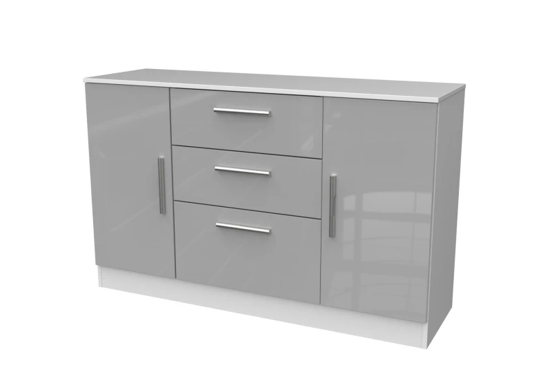Image of Ready Assembled 2 U Trent 2 Door 3 Drawer Sideboard (Ready Assembled) in Mid Grey Size: Large Mid Grey Unisex Large
