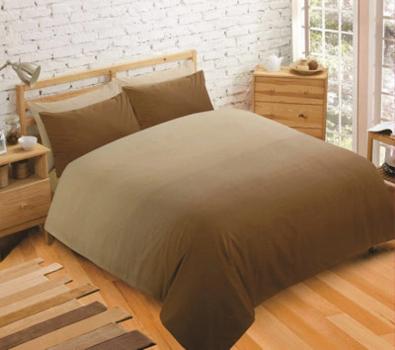 Image of Velosso Vibrant Colour Printed Cotton Blend Duvet Cover & Pillowcase Set, Durable Bedding Set - Machine Washable, Button Enclosure - Beige