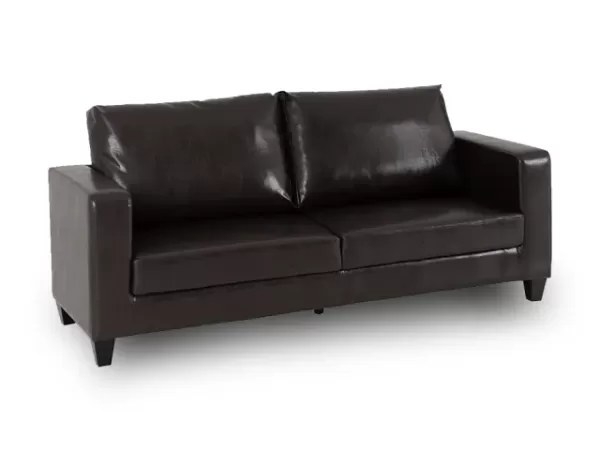 Image of Seconique Tempo Brown Faux Leather 3 Seater Sofa