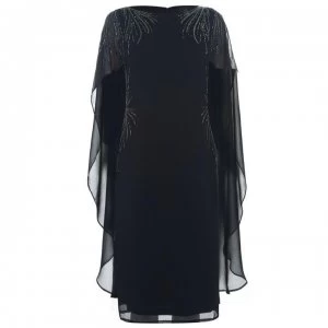 Image of Adrianna Papell Draped Sheer Sleeve Dress - MIDNIGHT