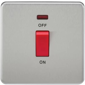 Image of KnightsBridge 45A 1G DP 230V Screwless Brushed Chrome Switch With Neon