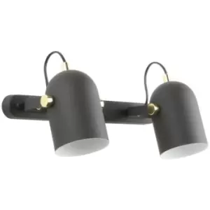 Image of Zumaline Lighting - Zumaline Aries Twin Ceiling Spotlight, Matt Black, Gold, White, 2x E27