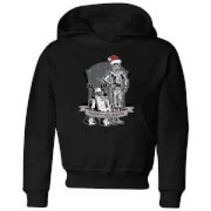 Image of Star Wars Happy Holidays Droids Kids Christmas Hoodie - Black - 7-8 Years