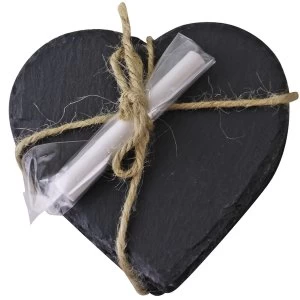 Image of Set of 4 Slate Heart Coasters With Chalk