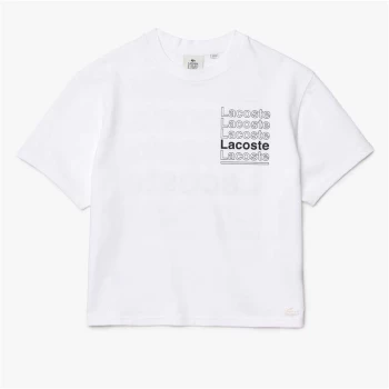 Image of Lacoste Word Short Sleeve T Shirt - White 001