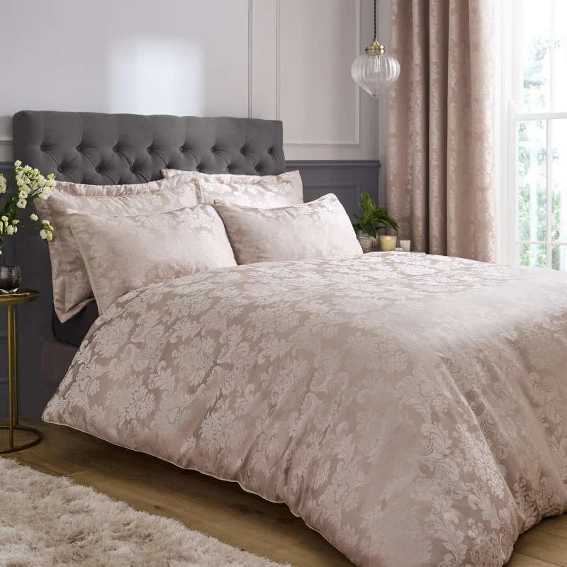 Image of Catherine Lansfield Damask Jacquard Duvet Cover and Pillowcase Set