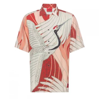 Image of Hugo Boss Efab Short Sleeve Shirt Pastel Brown Size L Men