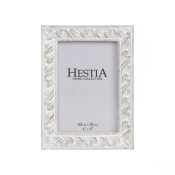 Image of 4" x 6" - Whitewashed Carved Wood Effect Photo Frame