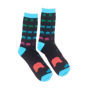 Image of Space Invaders - In-Game Unisex 43/46 Socks - Black/Turquoise