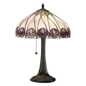 Image of Hutchinson 1 Light Medium Table Lamp Tiffany Glass, Dark Bronze Paint with Highlights, E27