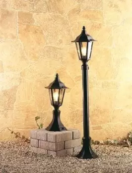 Image of 1 Light 6 Panel Lantern - Pillar Black IP43, E27