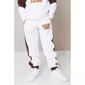 Image of I Saw It First White Girls Varsity Miami 1990 Slogan Colour Block Joggers - White