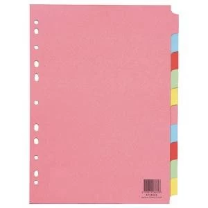 Image of Q-Connect 10-Part Subject Divider Multi-Punched A4 Pack of 25 KF26082Q