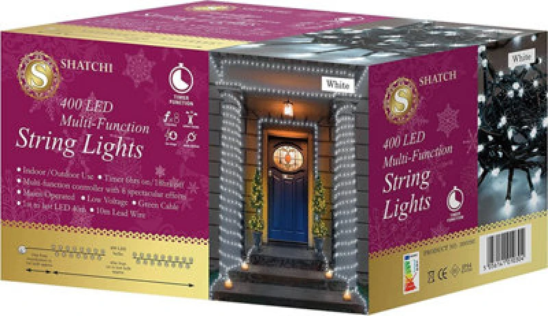 Image of Shatchi 400 Cool White Leds Multifunction Timer Outdoor String Fairy Lights 40M