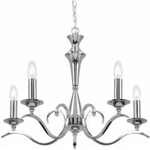Image of Hanging Flush Ceiling Pendant 5 Light chrome Chandelier Classic Lamp Bulb Holder