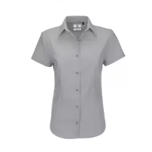 Image of B&C Ladies Oxford Short Sleeve Shirt / Ladies Shirts (3XL) (Silver Moon)