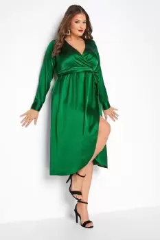 Image of Satin Wrap Dress