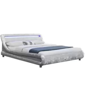 Image of Crazy Price Beds Barcelona Crushed Silver Double LED Bed