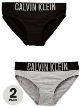 Image of Calvin Klein Girls 2 Pack Bikini Briefs - Black/Grey
