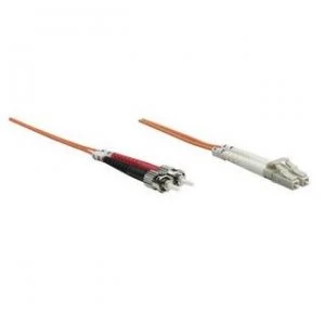 Image of Intellinet Fibre Optic Patch Cable Duplex Multimode LC/ST 50/125 m OM2 10m LSZH Orange Fiber Lifetime Warranty