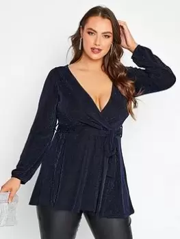 Image of Yours Party Wrap Top - Blue Size 30-32, Women