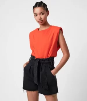 Image of AllSaints Womens Coni Organic Cotton Tank, Riot RED, Size: XS