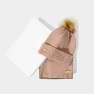 Image of Boxed Fine Knitted Dusty Pink Hat & Scarf Set KLS546