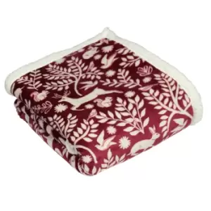 Image of Scandi Woodland Fleece Throw Berry