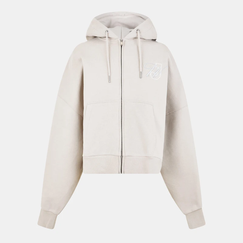 Image of Jack Wills Womens JW Emblem Zip Hoodie Stone female 8 (XS)