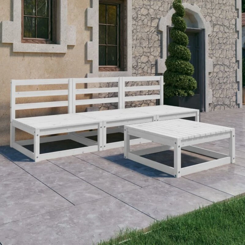 Image of VIDAXL 4 Piece Garden Lounge Set White Solid Wood Pine Vidaxl 8720286464083