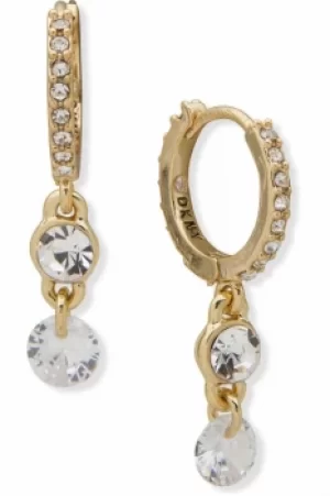 Image of DKNY Jewellery Gold Coloured CZ Huggie Drop Earrings 60558324-887