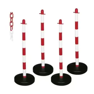 Image of Barrier Kit - 4 Posts, 6mm Chain, Concrete Triangular base, White
