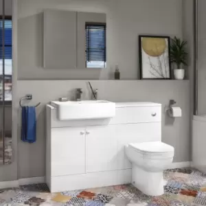 Image of 1200mm White Toilet and Sink Unit with Round Toilet - Harper