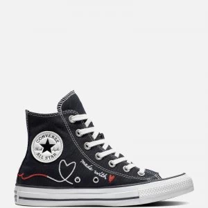 Image of Converse Chuck Taylor All Star Love Thread Hi-Top Trainers - Black - UK 7