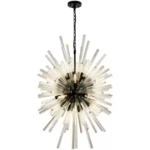 Image of Luminosa Hornby 32 Light E27, Vertical Oval Ceiling Pendant Matt Black, Clear Glass
