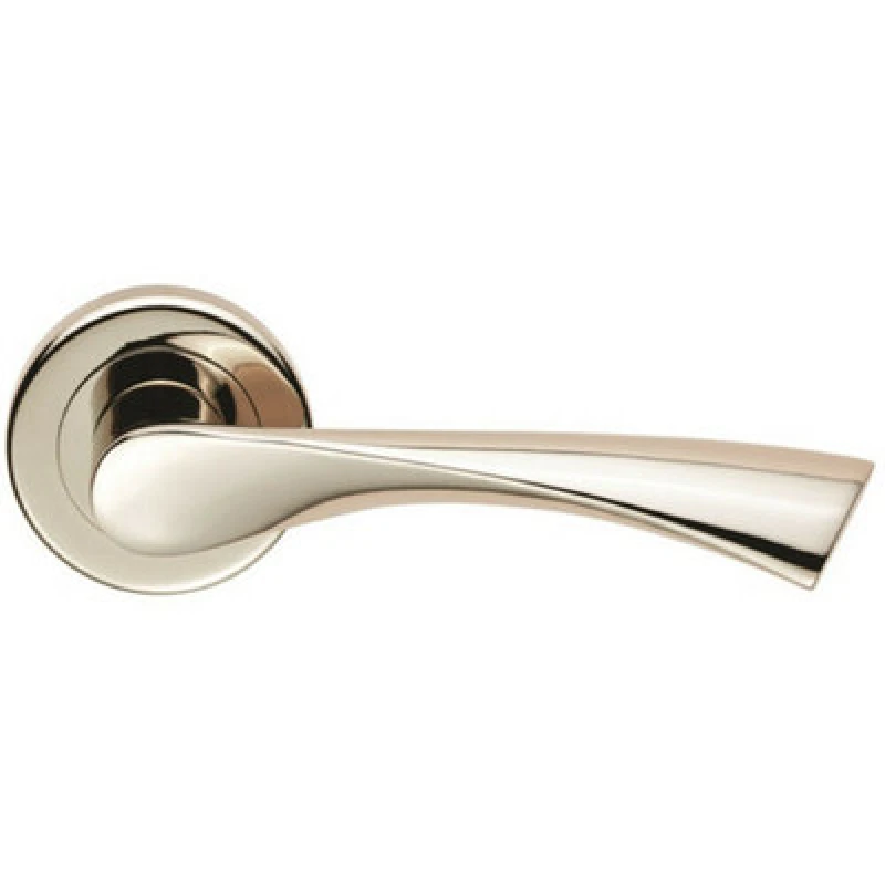 Image of Loops PAIR Angular Twisted Handle on Round Rose Concealed Fix Polished Nickel Metallics