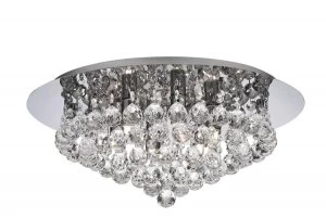 Image of 6 Light Semi Flush Ceiling Light Chrome with Crystals, G9