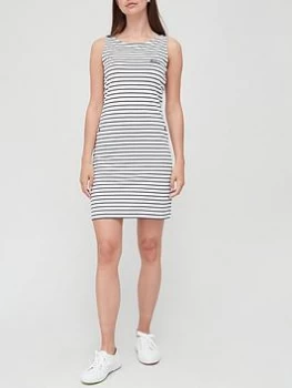 Image of Barbour Barbour Sleeveless Stripe Jersey Dress - White, Navy, Size 16, Women