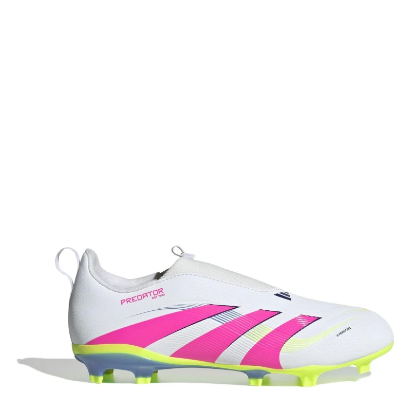Image of adidas Predator 3 Childrens Laceless Firm Ground Football Boots White/Pink male C11 (29)