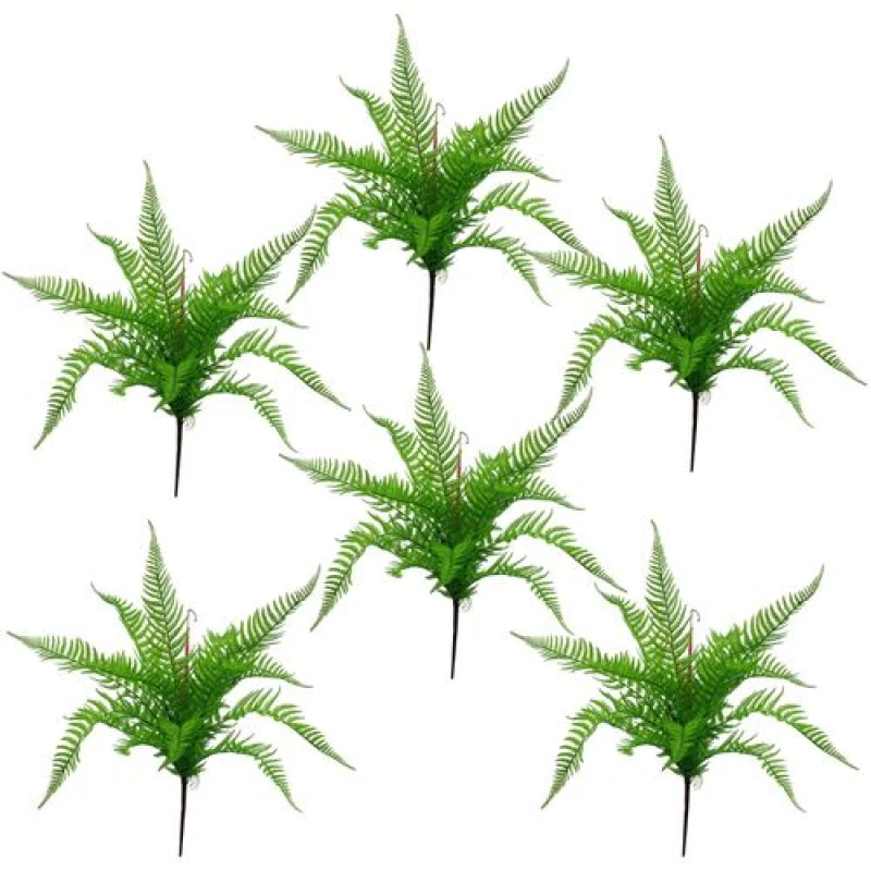 Image of Leaf 6 x 60cm Artificial Bushy Dixie Wood Fern Dark Green Plant Green