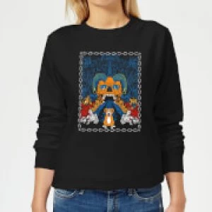 Image of Mr Pickles Retro Print Womens Sweatshirt - Black