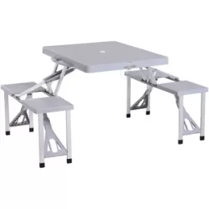 Image of Outsunny - Portable Aluminium Picnic Table w/ 4 Seats Umbrella Hole Carry Case