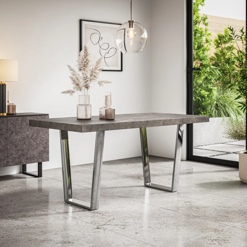 Image of More4Homes Aria 4-6 Seater Dining Table w Chrome Legs in Grey Grey Unisex