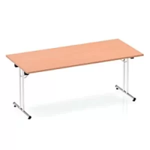 Image of Sonix Rectangular Chrome Leg Folding Meeting Table 1800x800mm Beech