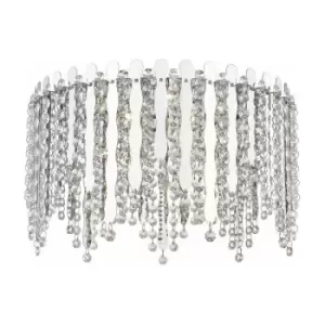 Image of Impex Belize 5 Light LED Flush Ceiling Light Chrome Crystal Ceiling Light