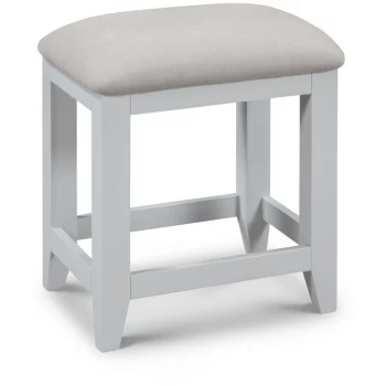 Image of Solid Oak Grey Dressing Table Stool With Cushion Seat - Elise